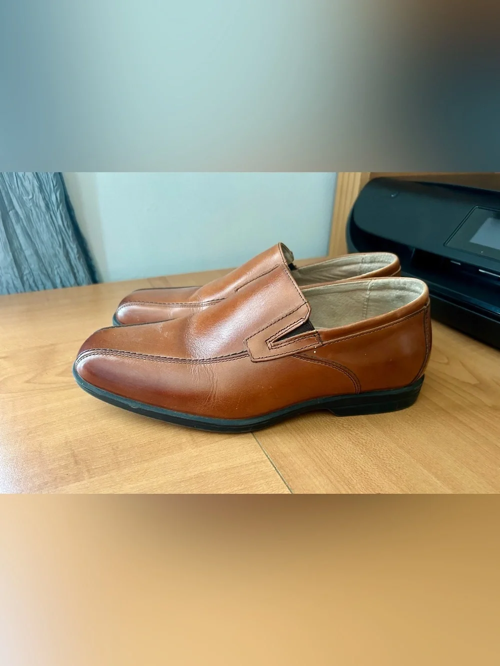 Florsheim Cognac Leather Slip-On Loafers reveal jr slip ons boys shoes size 4.5